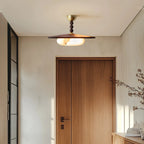Alabaster and Walnut Ceiling Light
