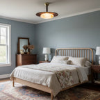 Alabaster and Walnut Ceiling Light