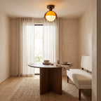 Amber Dome Walnut Ceiling Light
