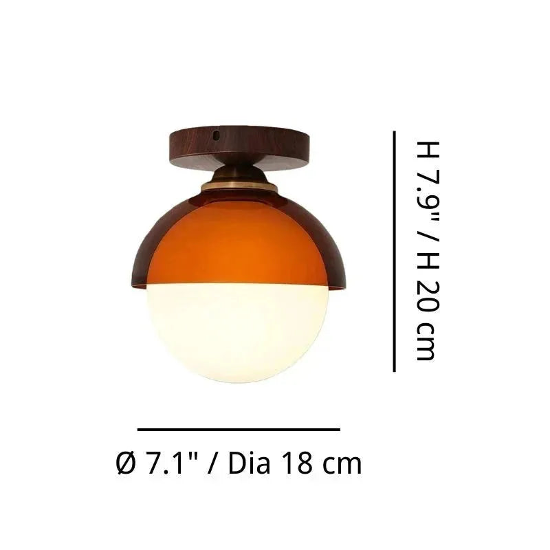 Amber Dome Walnut Ceiling Light