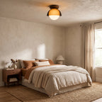 Amber Dome Walnut Ceiling Light