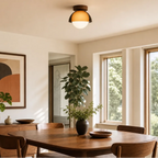 Amber Dome Walnut Ceiling Light