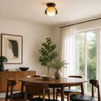 Amber Dome Walnut Ceiling Light