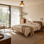 Amber Dome Walnut Ceiling Light
