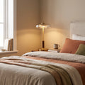 Amber Glass Brass Walnut Lamp