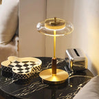 Amber Glass Brass Walnut Lamp