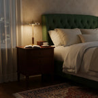 Amber Glass Brass Walnut Lamp