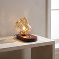 Amber Glass Oak Base Lamp