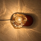Amber Glass Oak Base Lamp