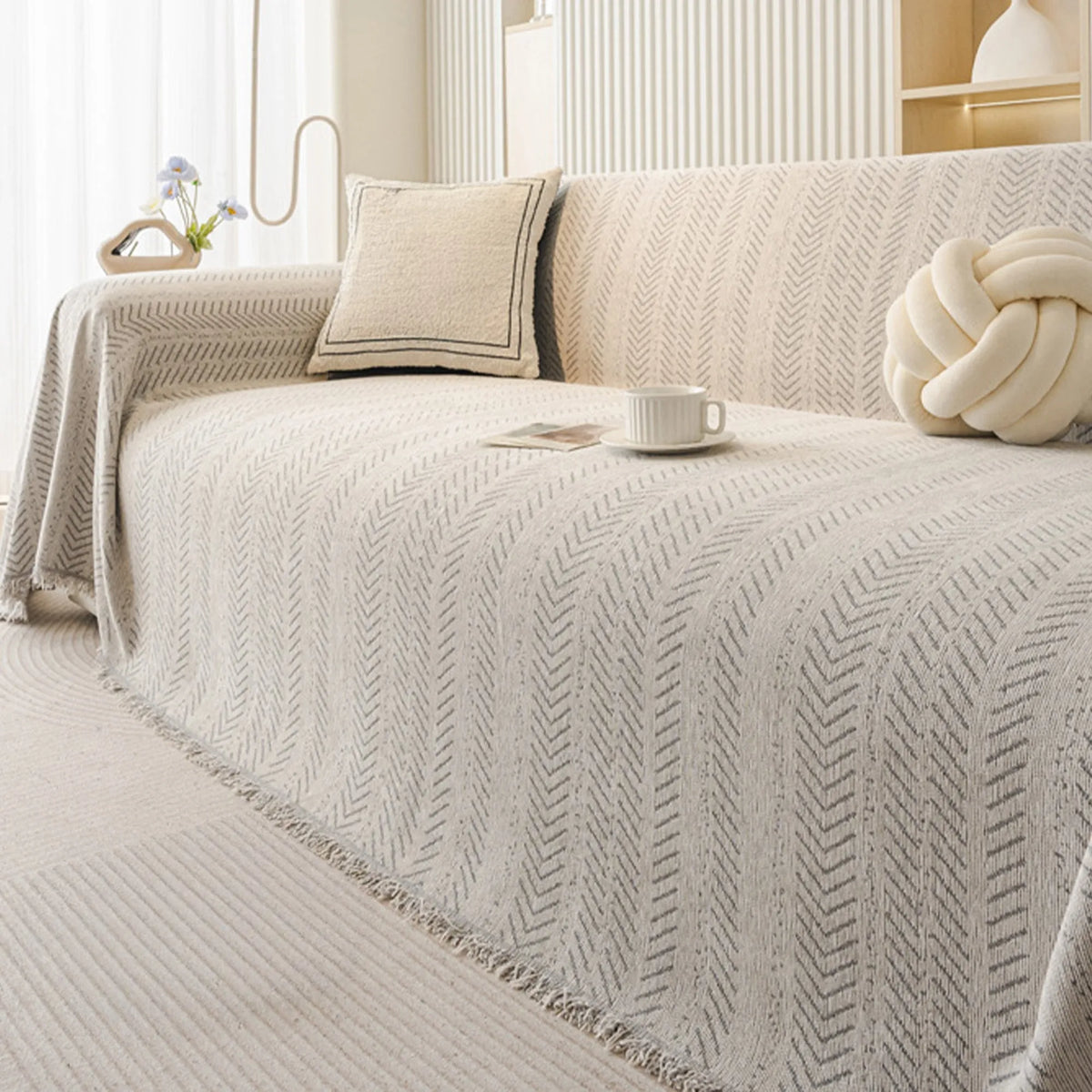 Anti-Scratch Herringbone Sofa Throw