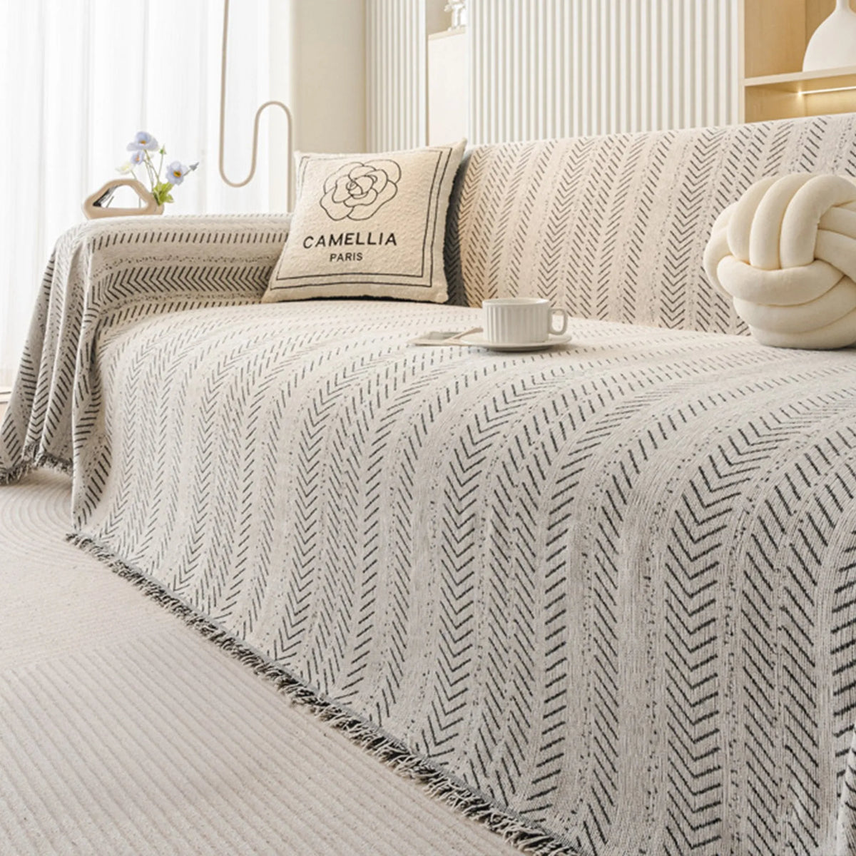 Anti-Scratch Herringbone Sofa Throw
