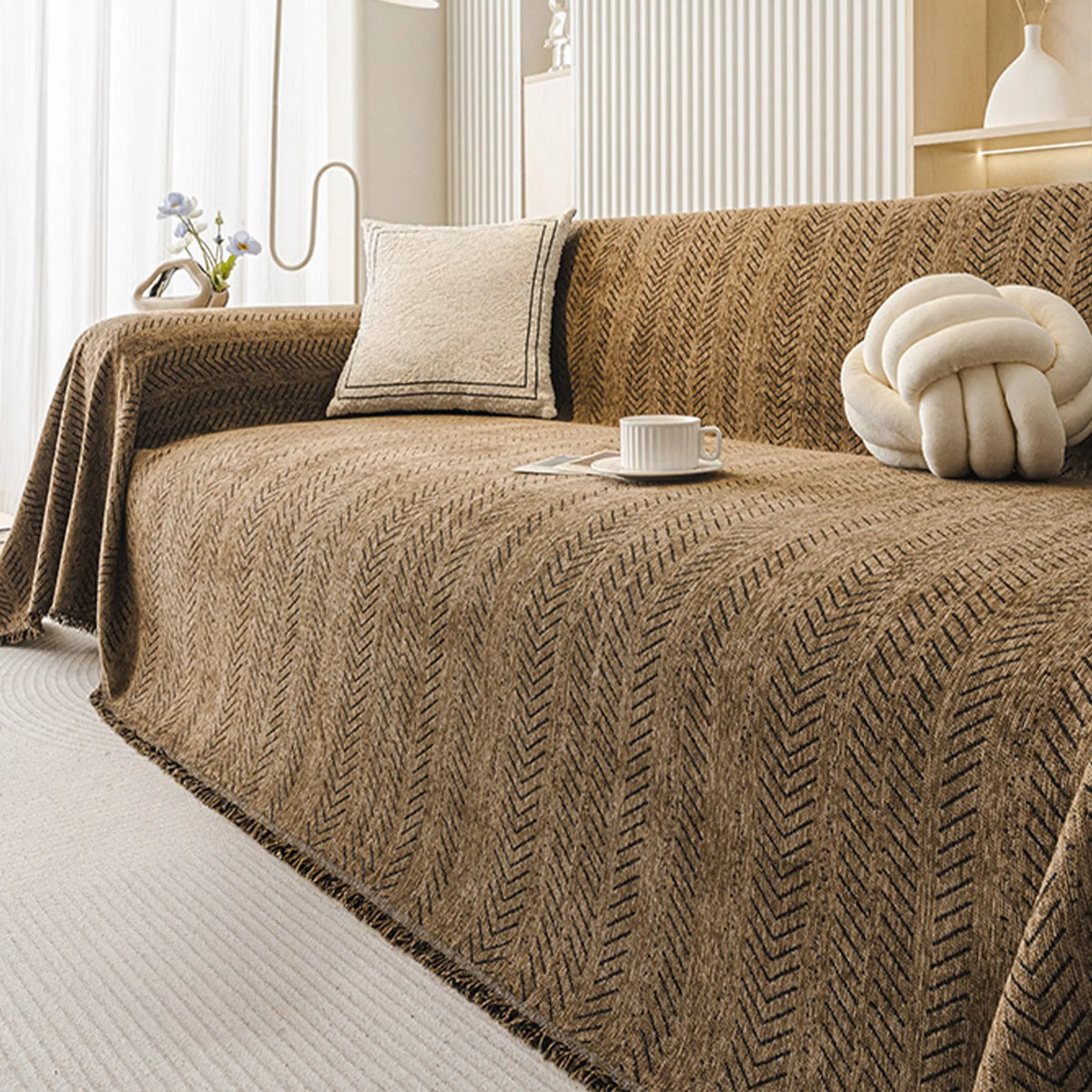 Anti-Scratch Herringbone Sofa Throw