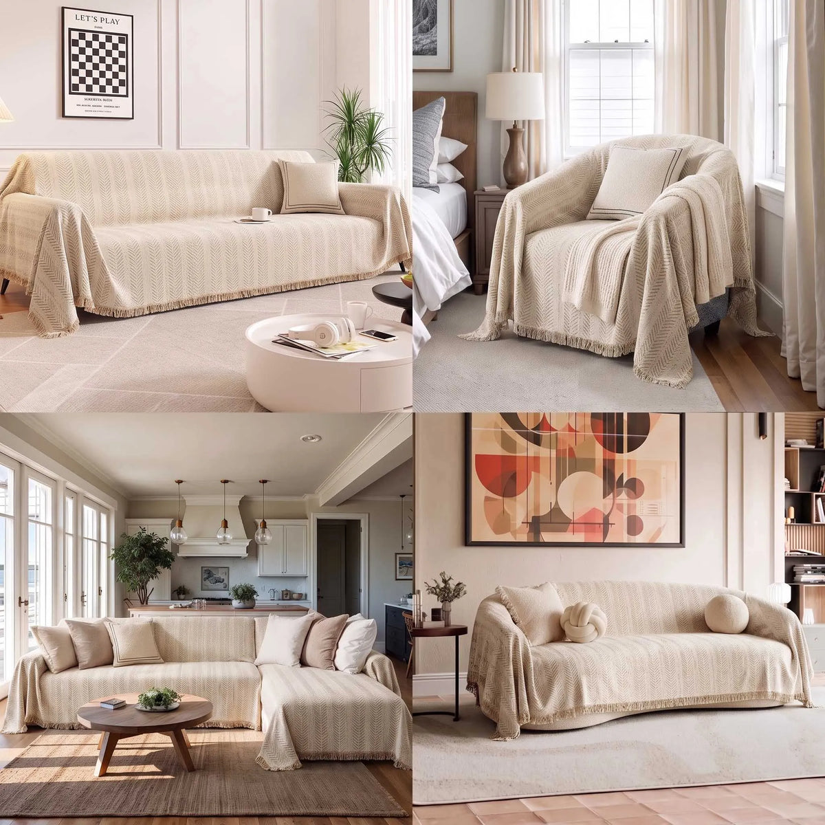 Anti-Scratch Herringbone Sofa Throw