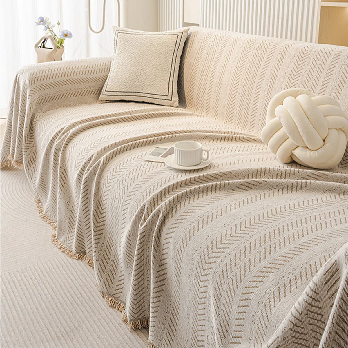 Anti-Scratch Herringbone Sofa Throw