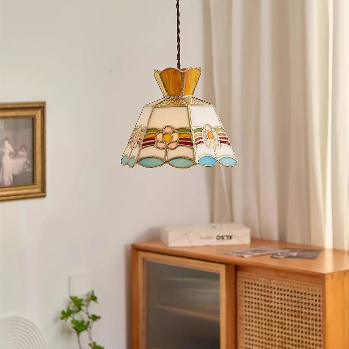 Art Nouveau Stained Glass Pendant