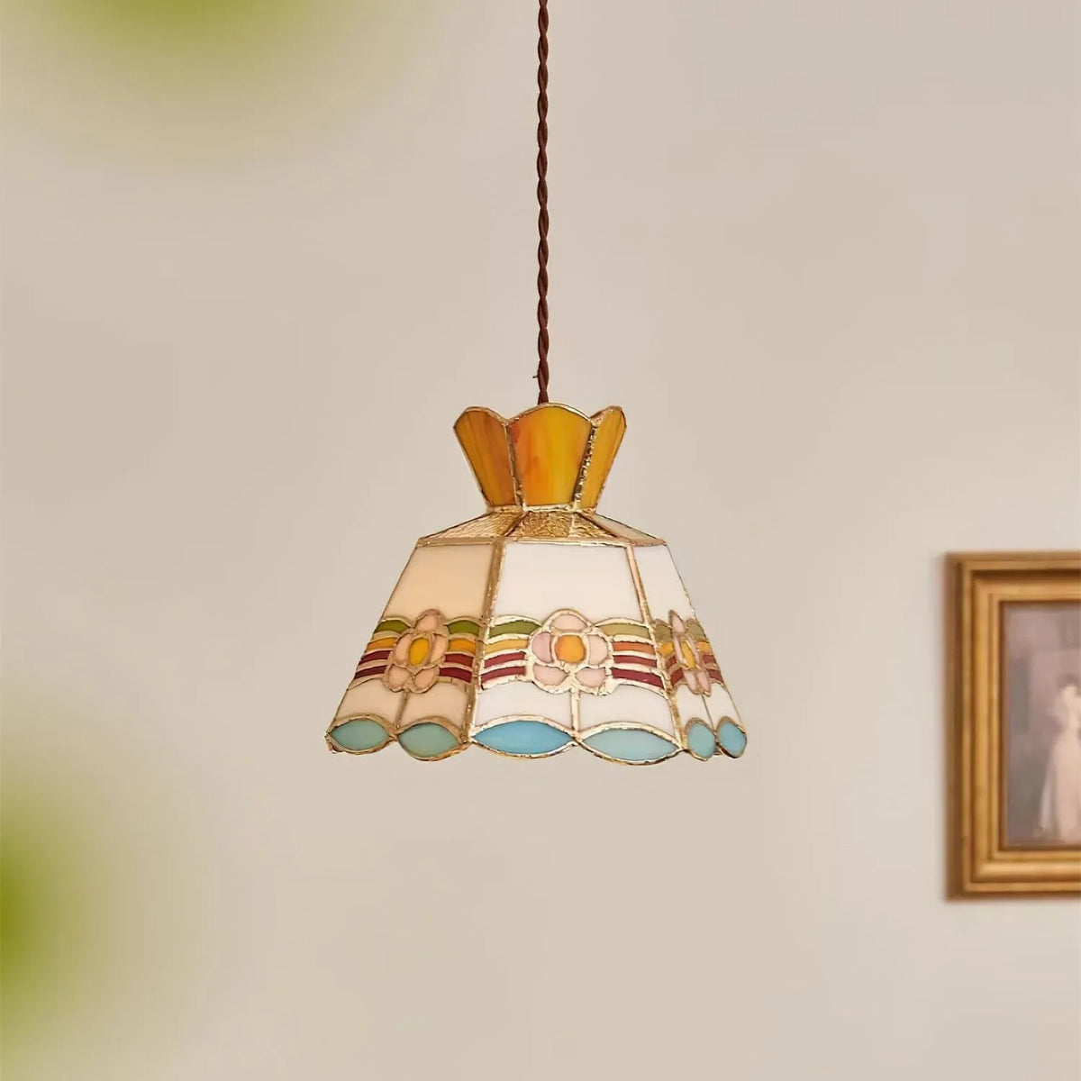 Art Nouveau Stained Glass Pendant