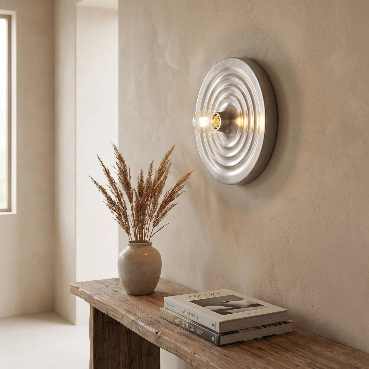Bauhaus Walnut Halo Wall Light