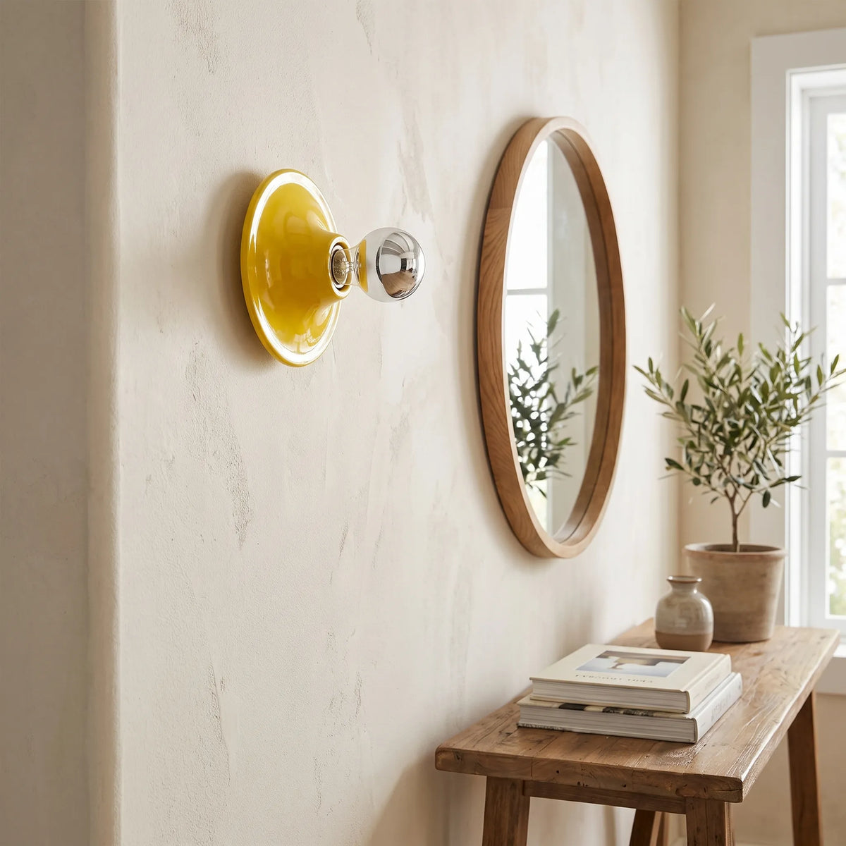 Bauhaus Walnut Halo Wall Light