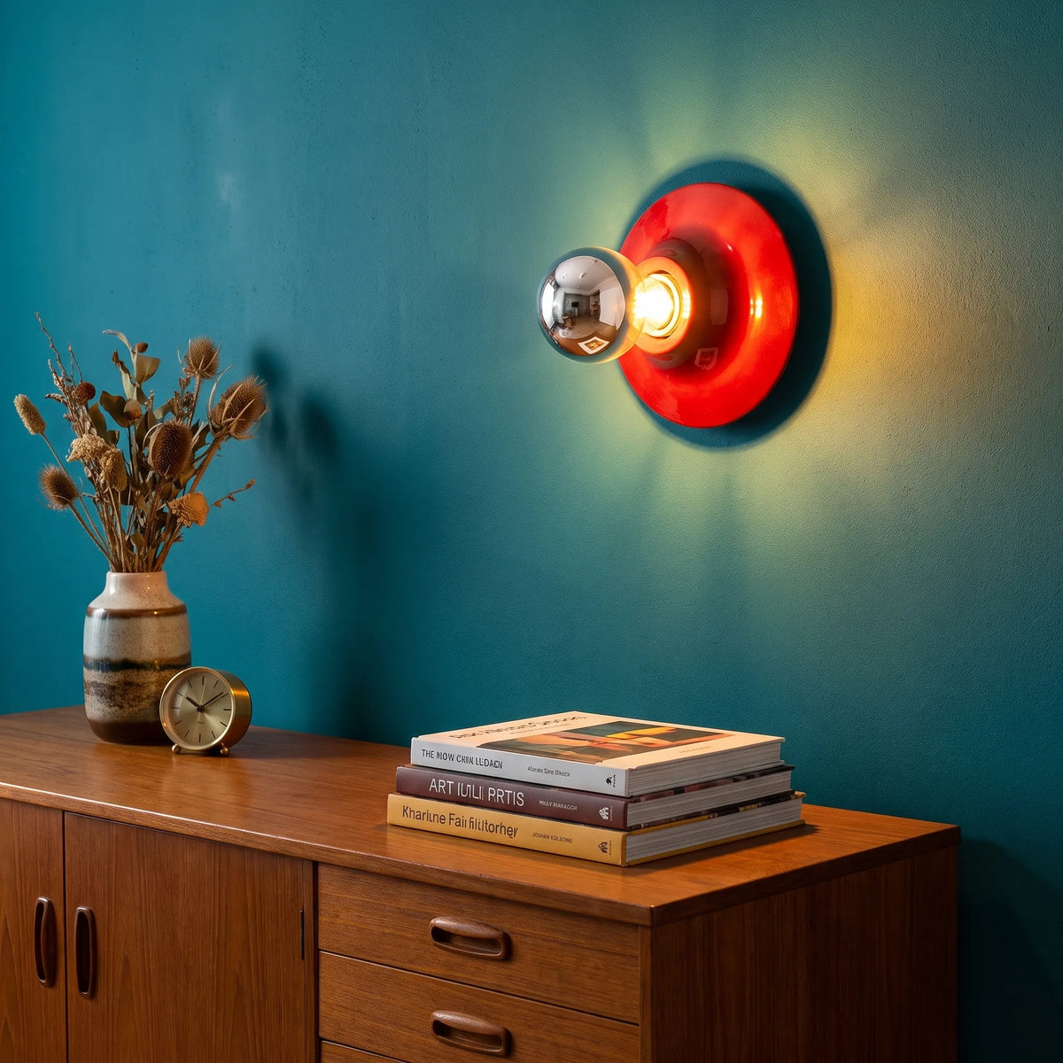 Bauhaus Walnut Halo Wall Light