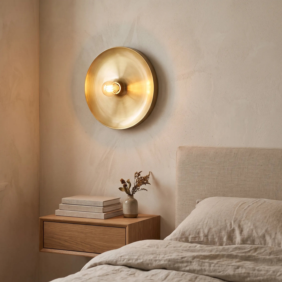 Bauhaus Walnut Halo Wall Light