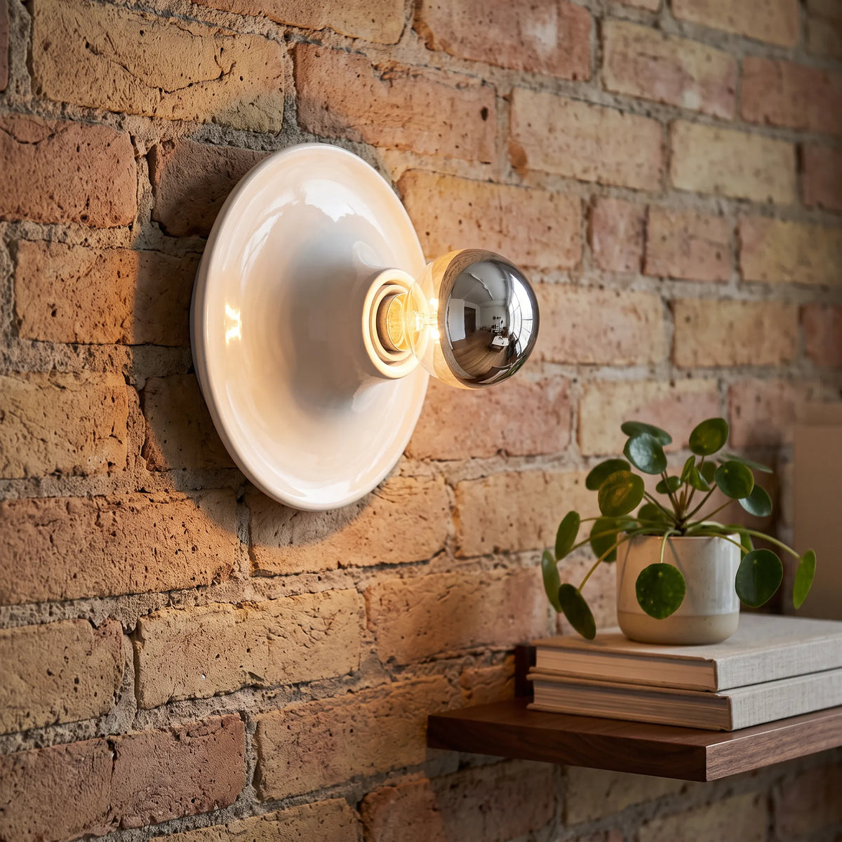 Bauhaus Walnut Halo Wall Light