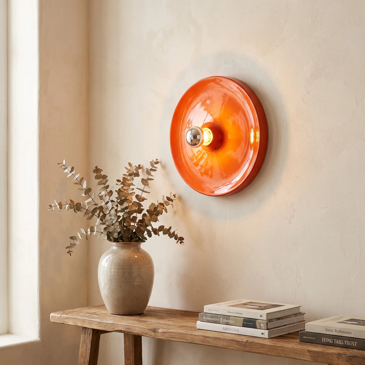 Bauhaus Walnut Halo Wall Light