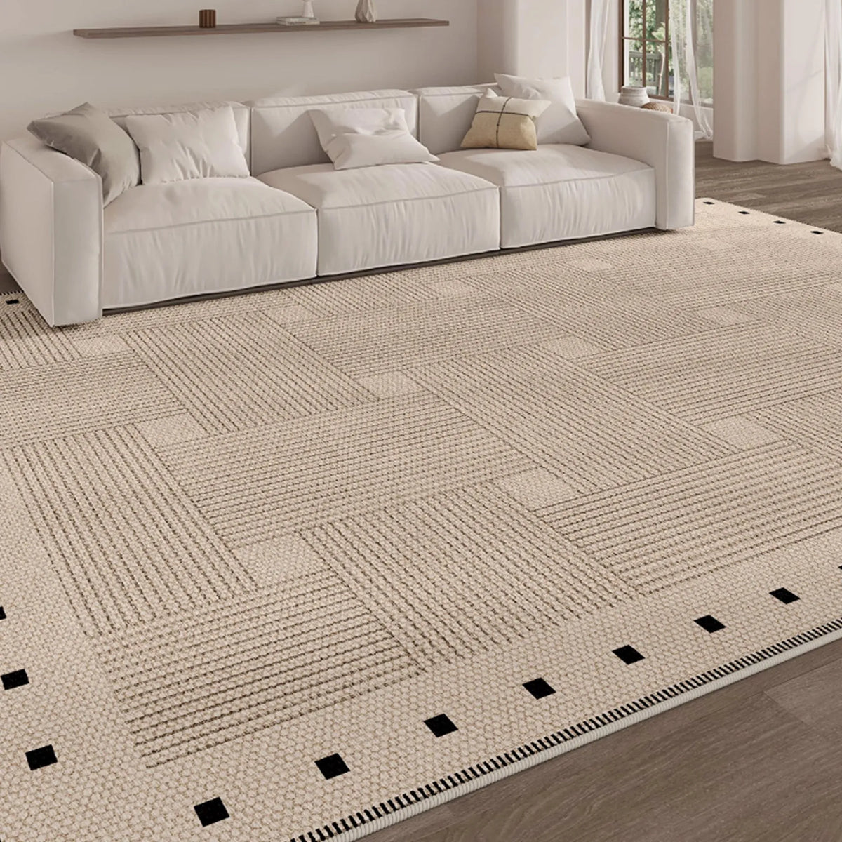 Beige Checkerboard Area Rug
