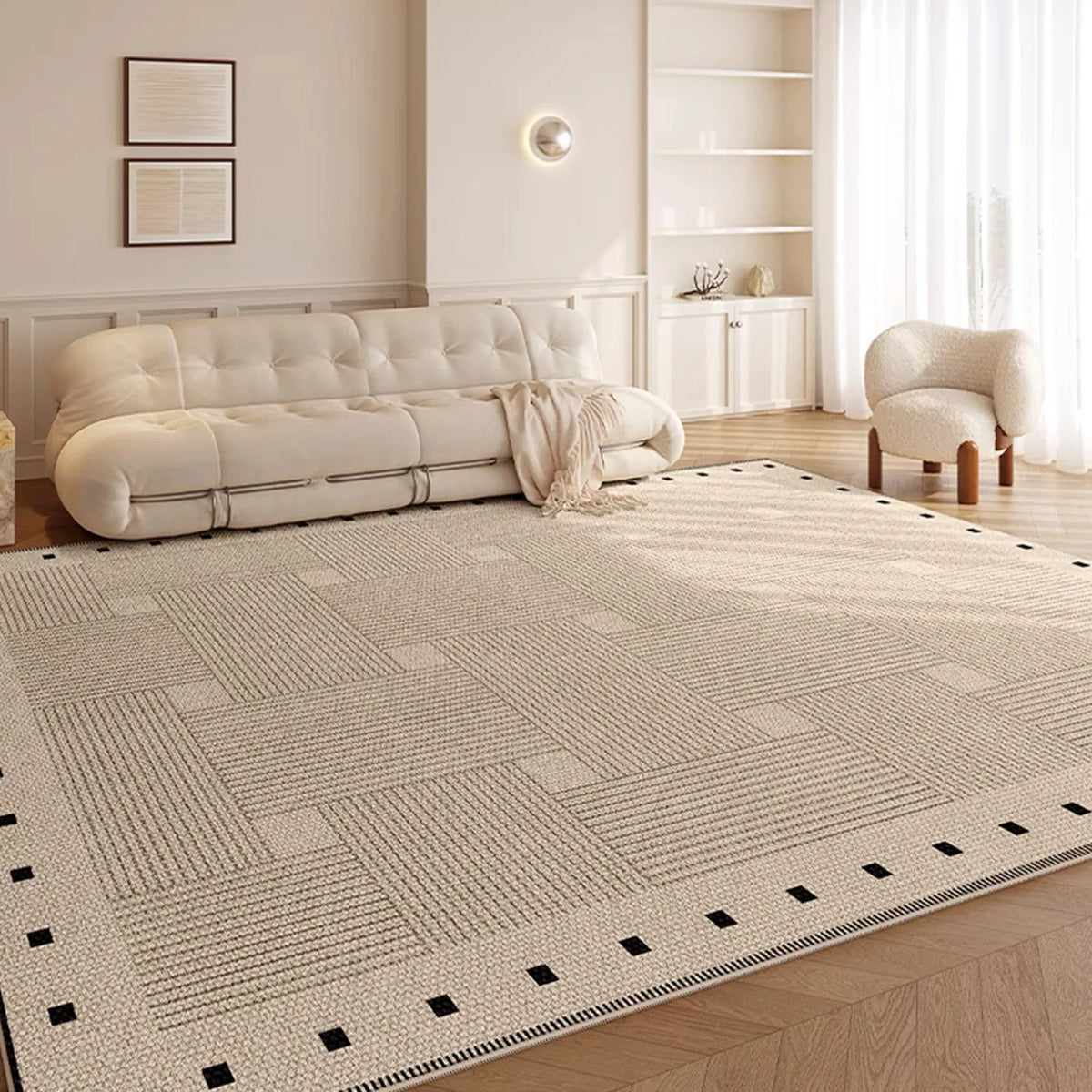 Beige Checkerboard Area Rug