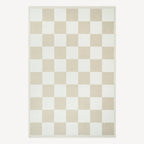Beige Checkered Washable Rug