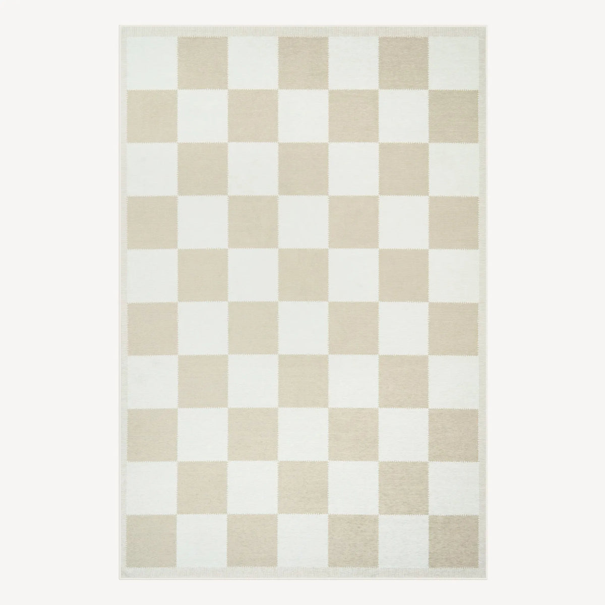 Beige Checkered Washable Rug