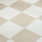 Beige Checkered Washable Rug