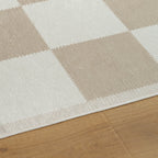 Beige Checkered Washable Rug