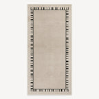 Beige Linear Border Runner Rug