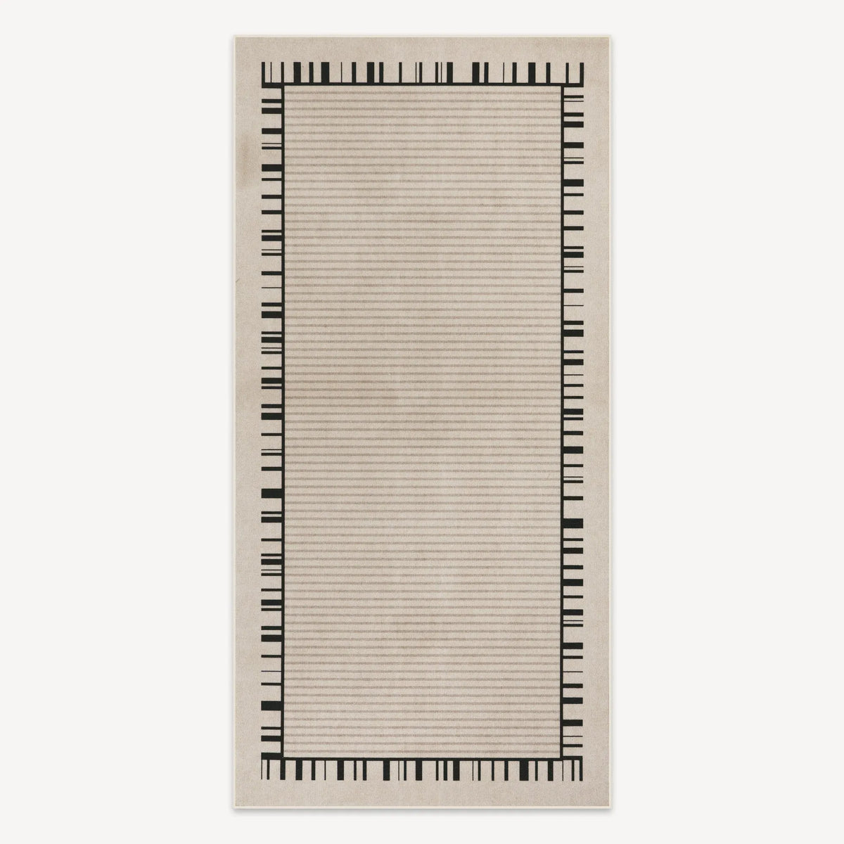 Beige Linear Border Runner Rug