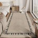 Beige Linear Border Runner Rug
