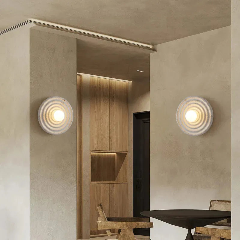 Beige Round Circle Wall Lamp