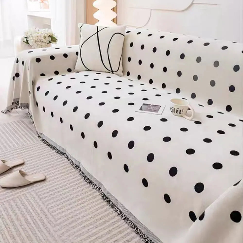 Black Dotted Chenille Sofa Cover