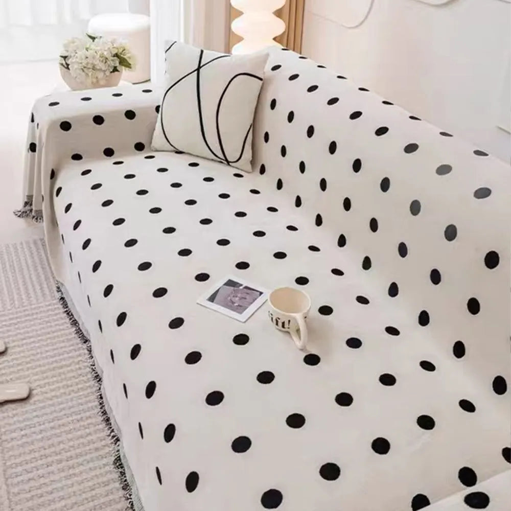 Black Dotted Chenille Sofa Cover