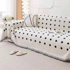 Black Dotted Chenille Sofa Cover