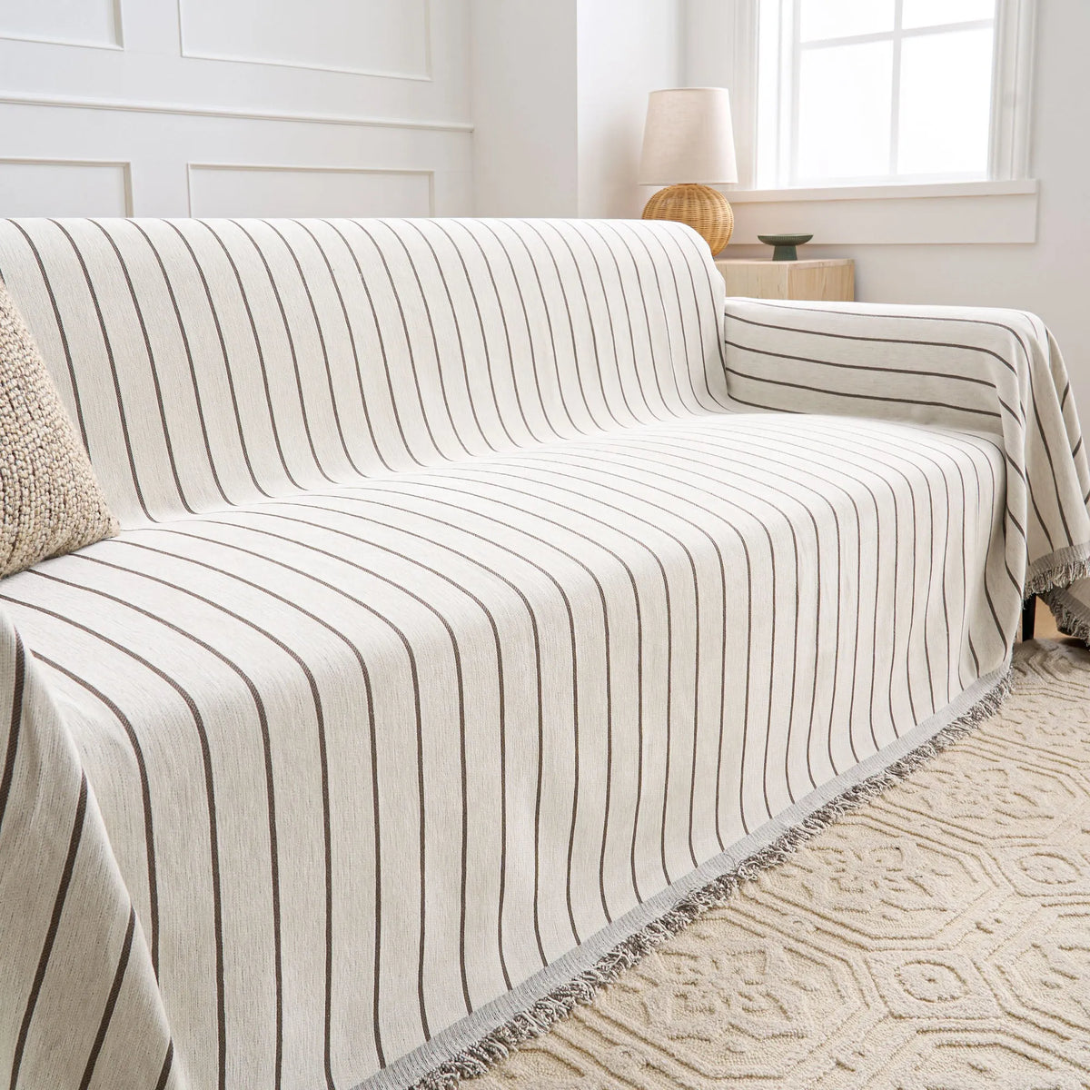 Black Linear Chenille Sofa Cover