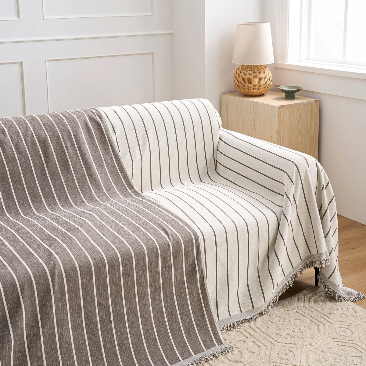 Black Linear Chenille Sofa Cover