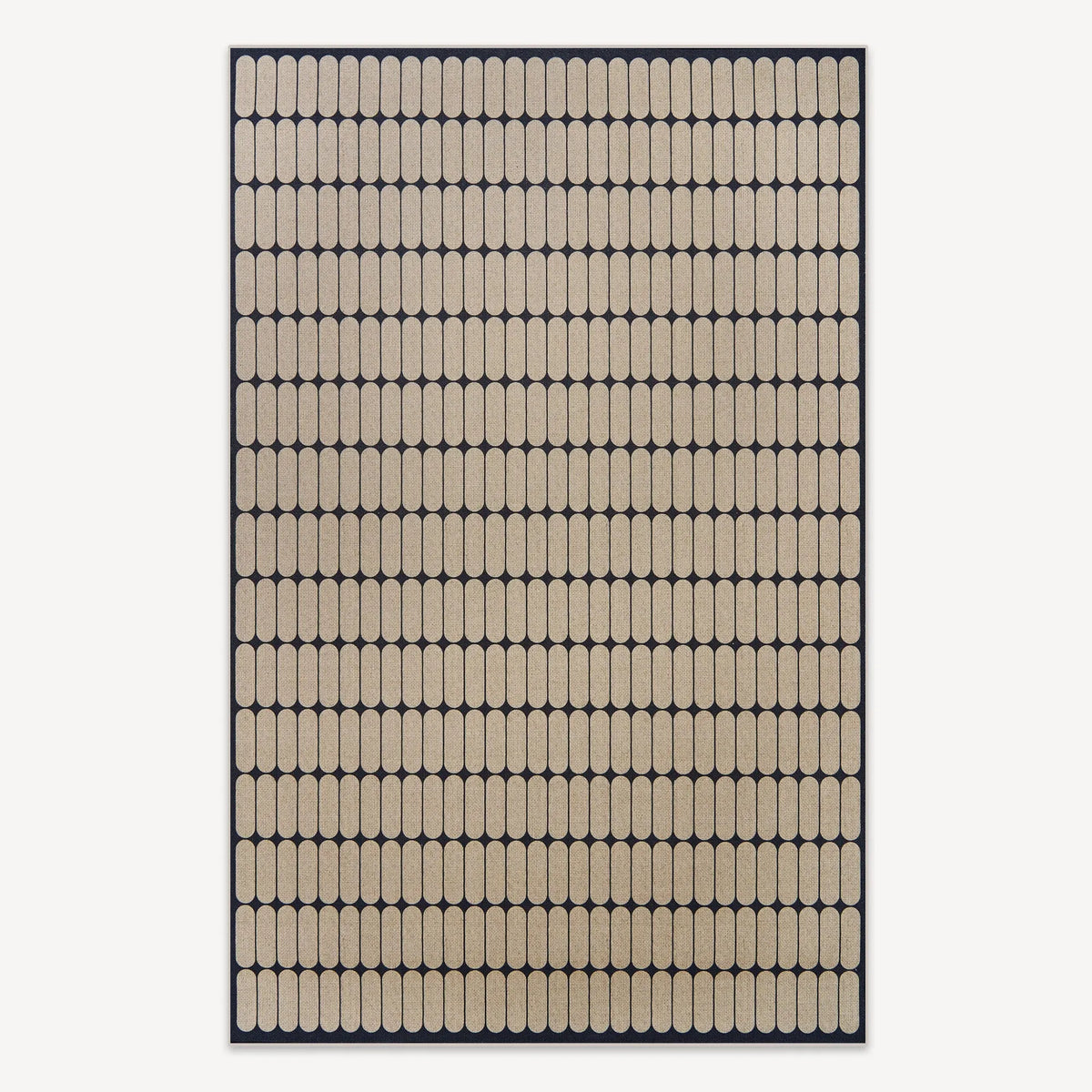 Black Oval Grid Area Rug