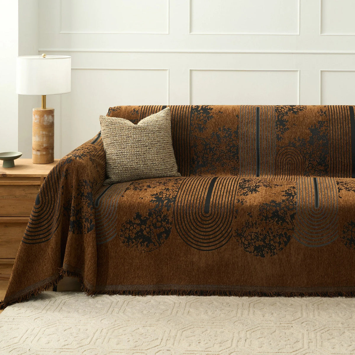 Boho Burnt Umber Anti-Pilling Sofa Cover