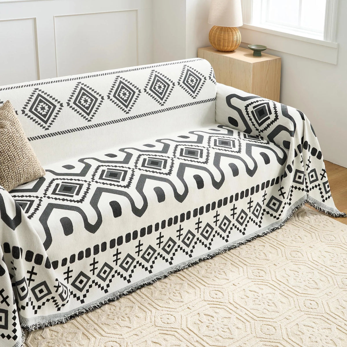 Boho Geometry Textured Sofa Cover