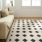 Bold Diamond Washable Rug with Pad