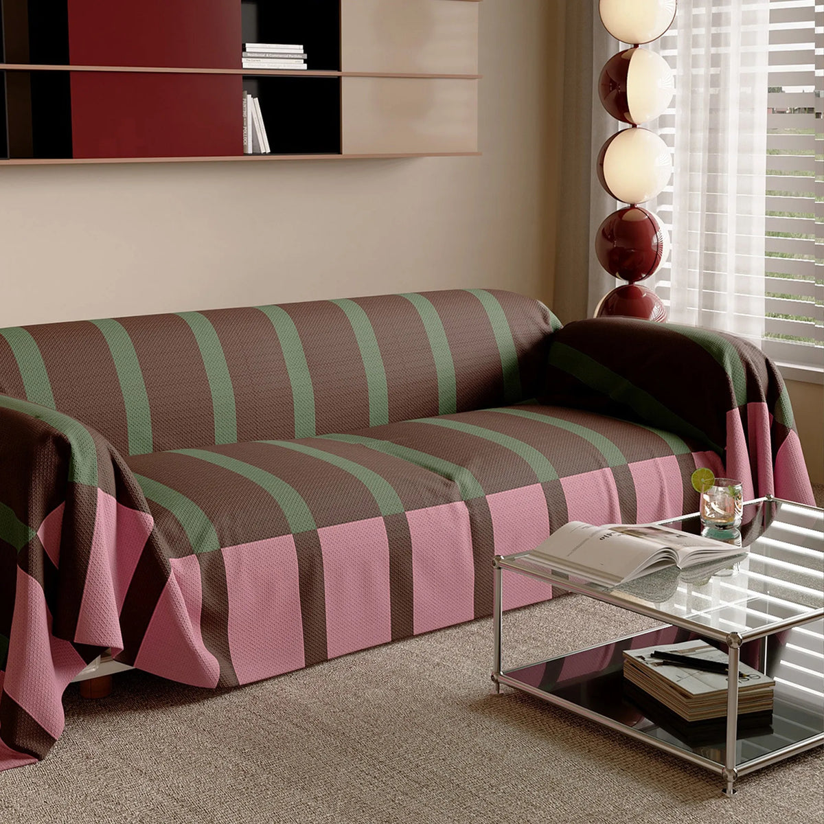 Bold Stripe Retro Sofa Cover