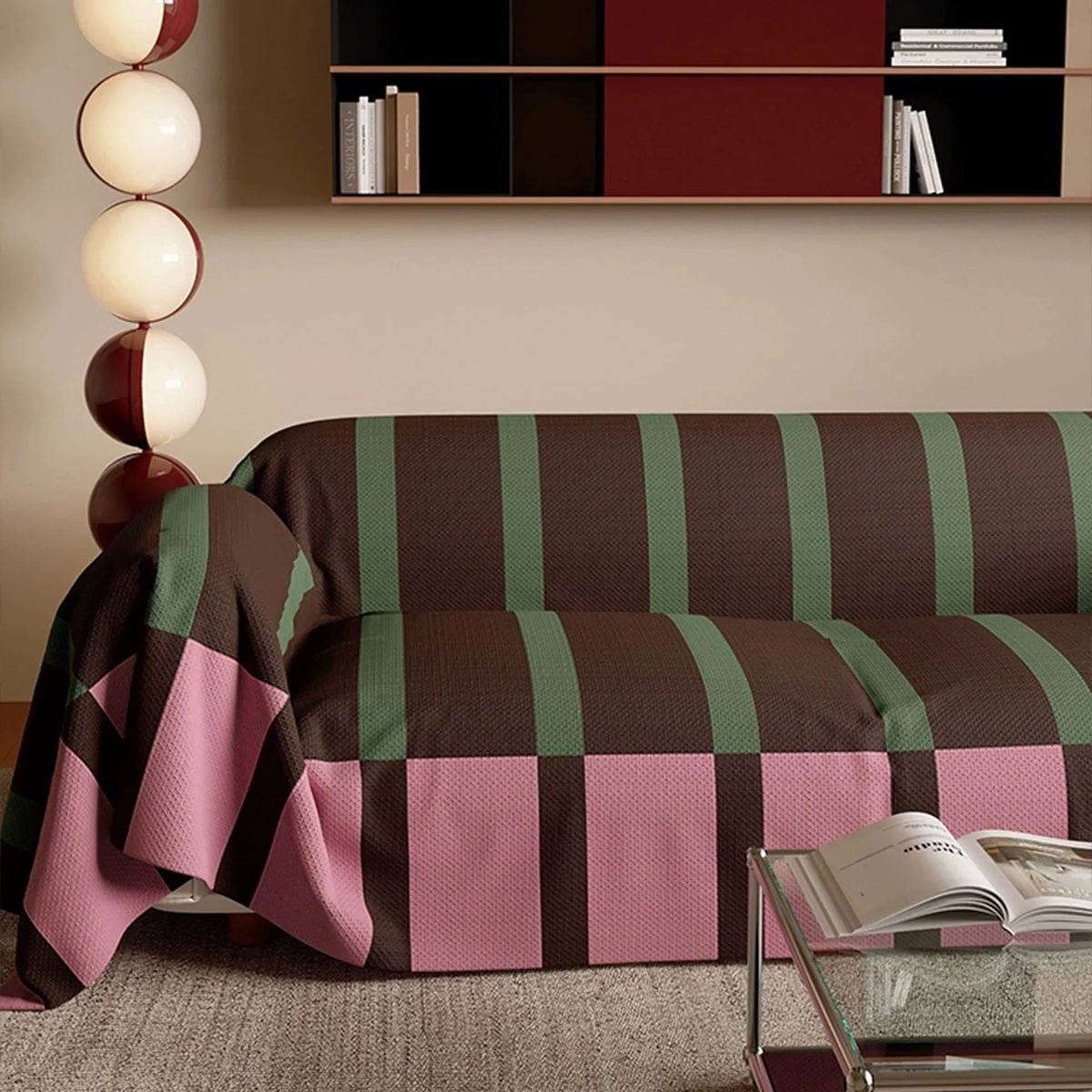 Bold Stripe Retro Sofa Cover