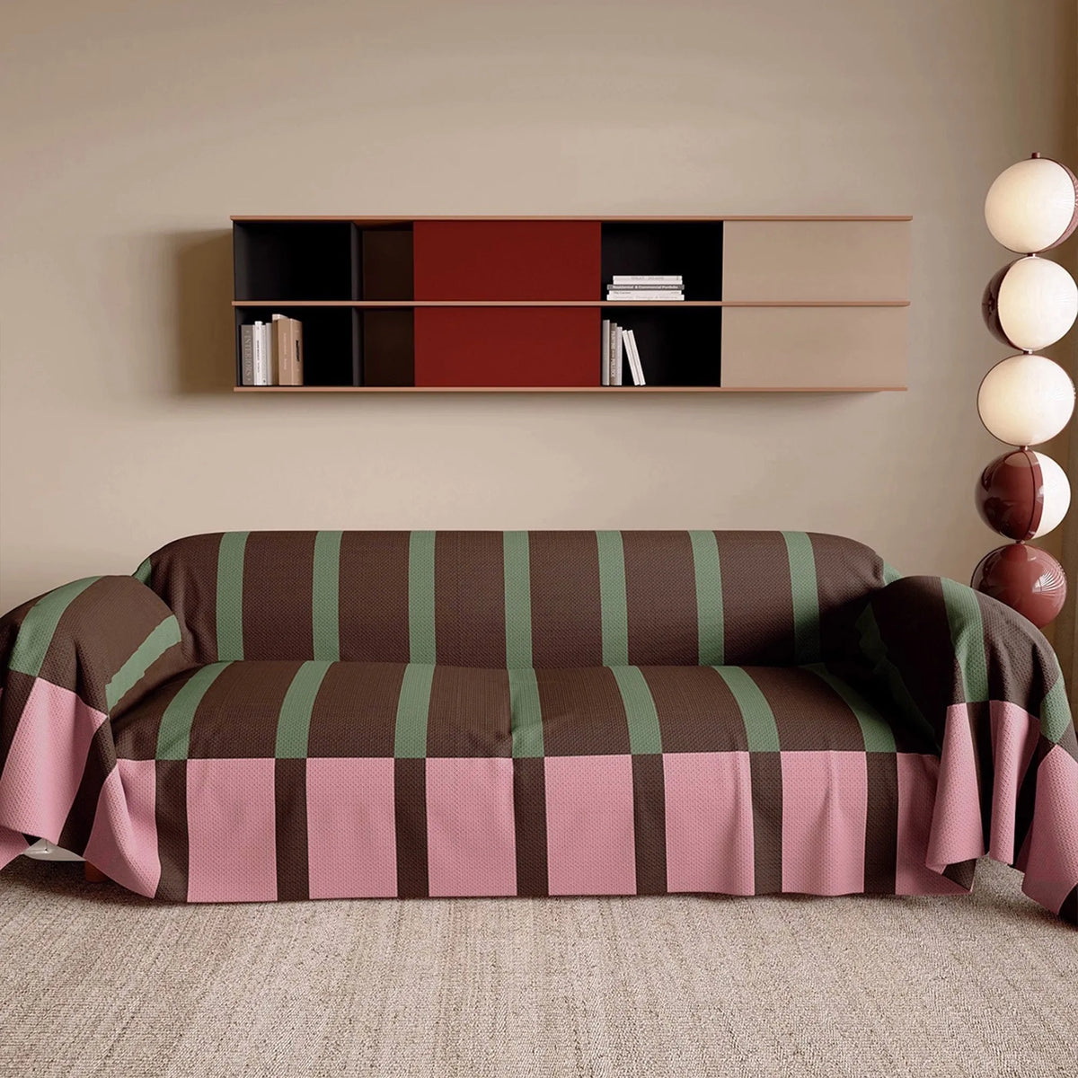 Bold Stripe Retro Sofa Cover