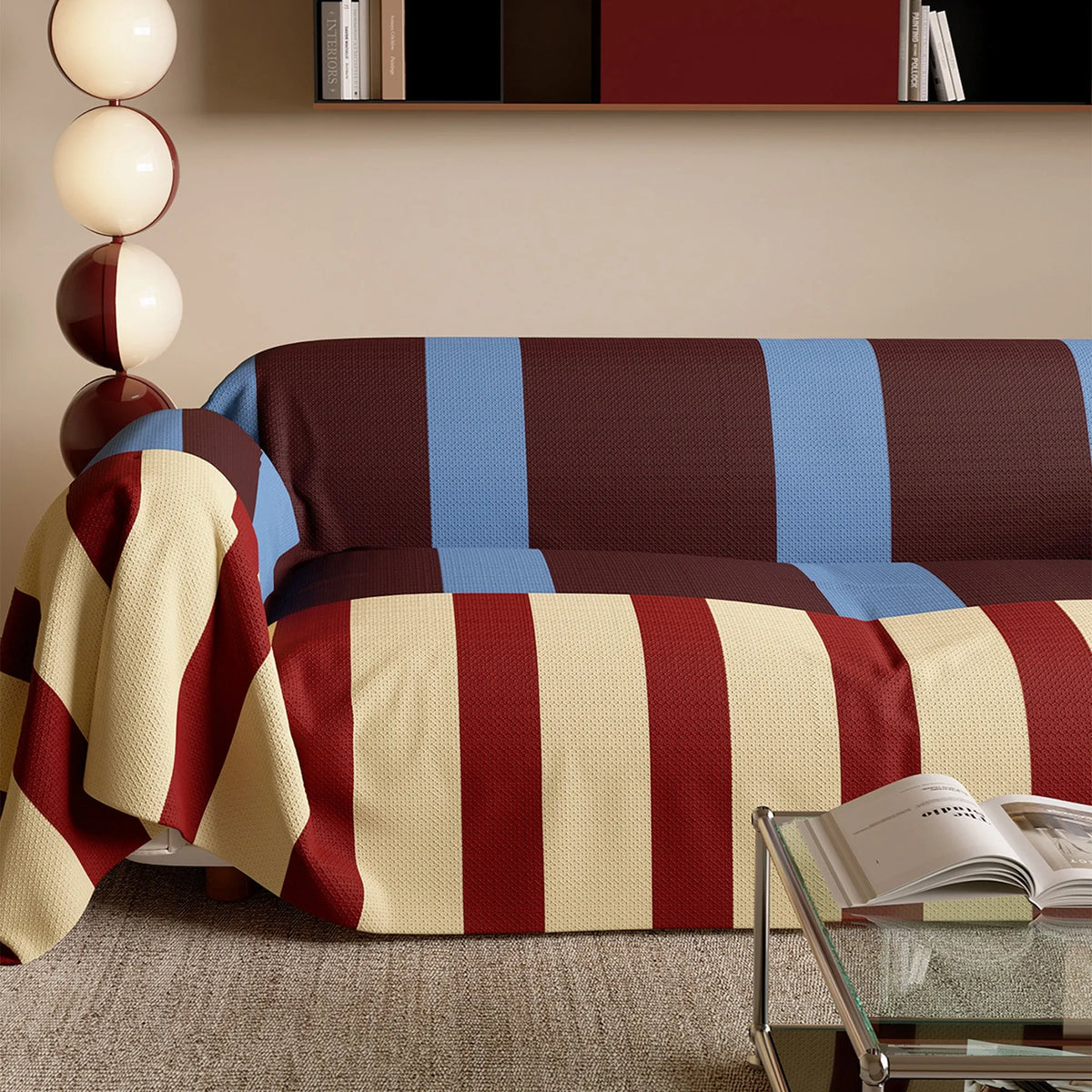 Bold Stripe Retro Sofa Cover
