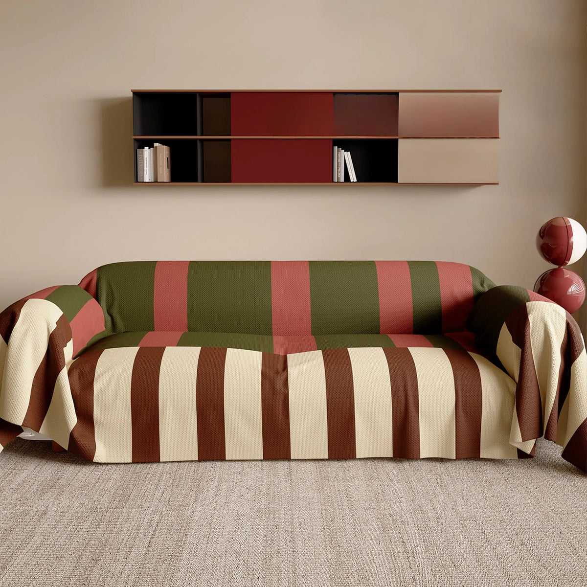 Bold Stripe Retro Sofa Cover